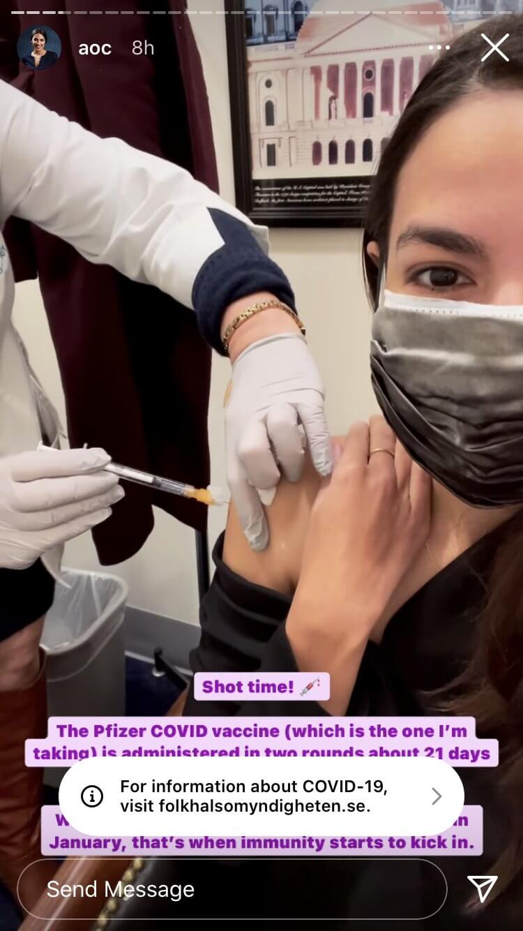 Alexandria Ocasio-Cortez Instagram Story zur Impfung gegen Covid