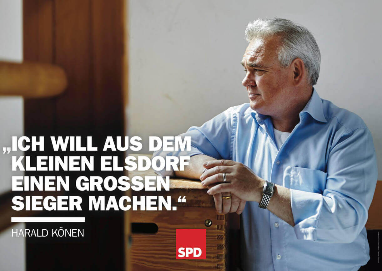 Kommunalwahlplakat mit Harald Könen, Bürgermeisterkandidat der SPD in Elsdorf